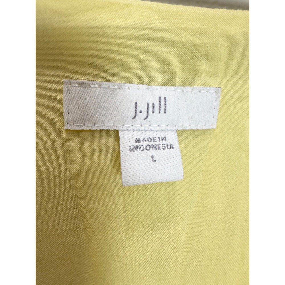 J. Jill Cotton Blend Textured Stripe Tiered Ruffle Midi Dress Modest Yellow L - Picture 5 of 9